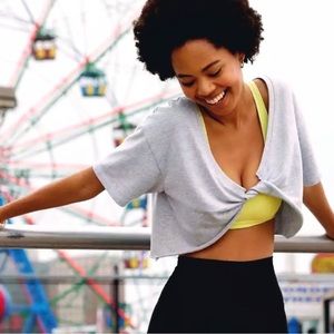 Aerie Gray Twist Front Tee | Flip Out T-Shirt